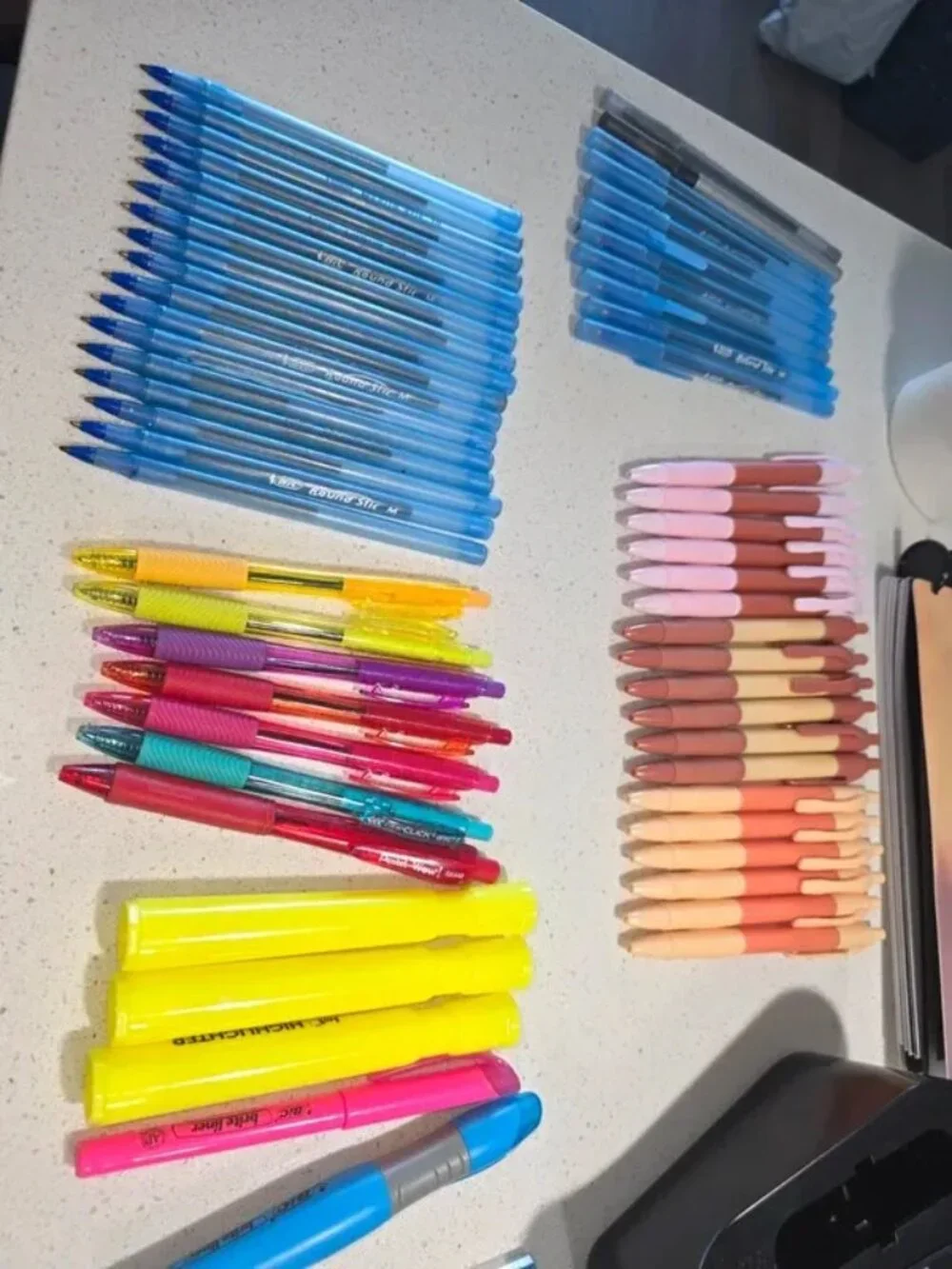 Office supplies and ruler and calculator on next photo